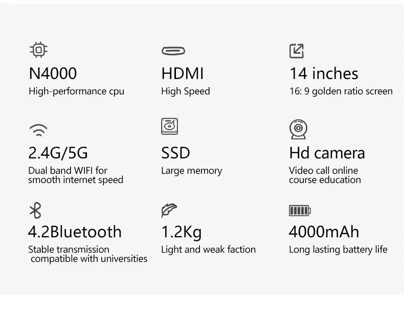 Brand New Laptops 14 Inch A3950/N5095 N95 6/8/16/32GB 64GB 128GB 256GB 512GB 1TB Cheap Student Laptop Computer Business Notebook-4