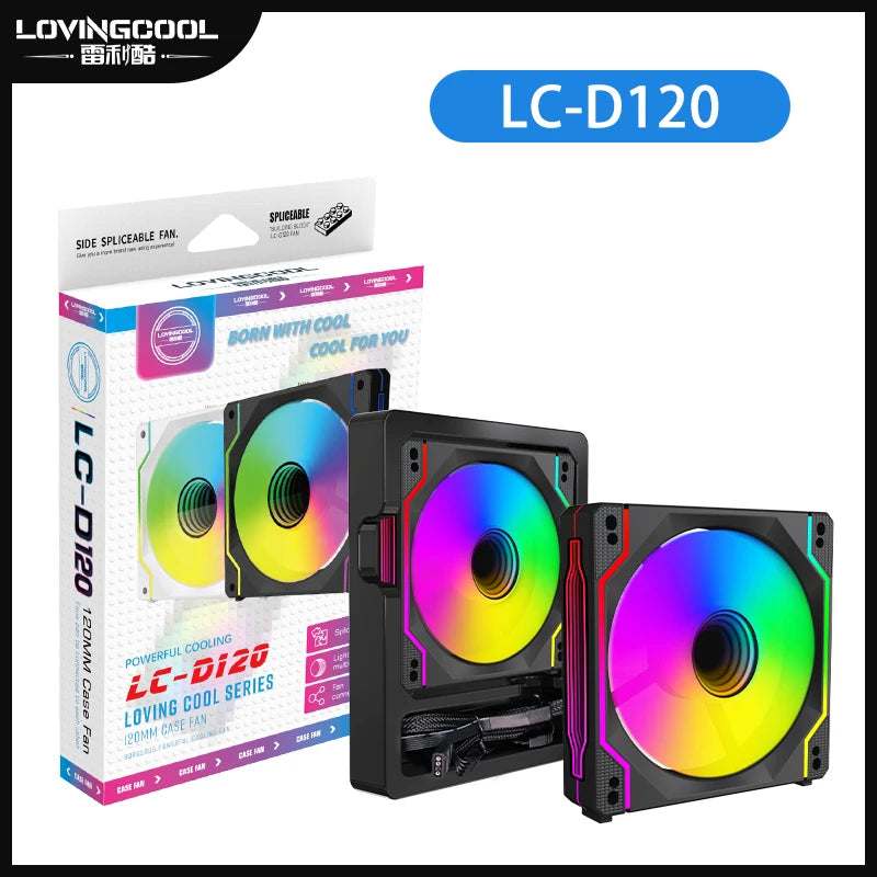Lovingcool Factory Direct Sale Infinite Mirror ARGB Building Block Fan 120mm RGB Light Effect Desktop Computer Cooling PC Fan-4