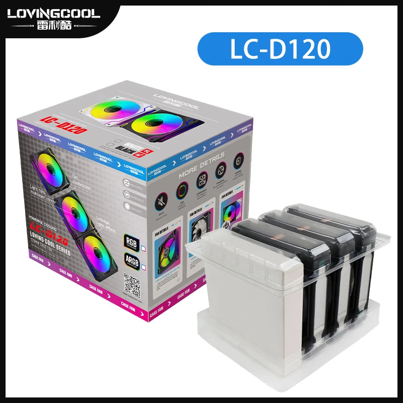 Lovingcool Factory Direct Sale Infinite Mirror ARGB Building Block Fan 120mm RGB Light Effect Desktop Computer Cooling PC Fan-5