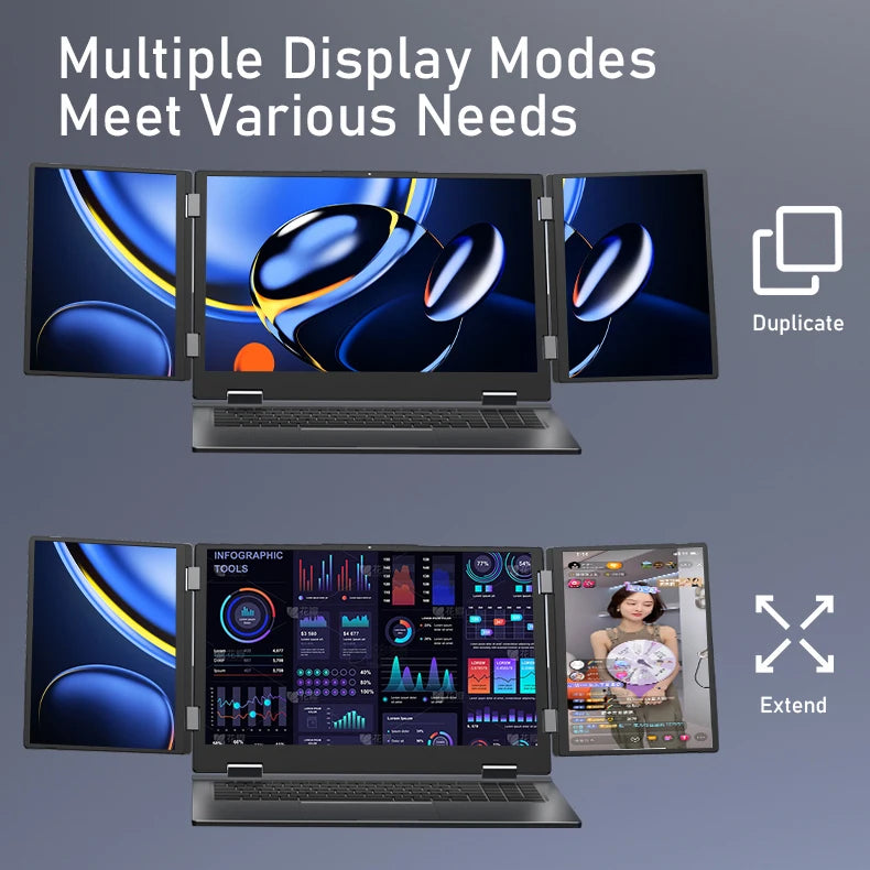 16 Inch Triple-Screen Laptop I7-1260P 12th Gen Wifi 6 Max 64GB RAM 4TB SSD Portable Monitor 3 Screen Laptop Student PC-2